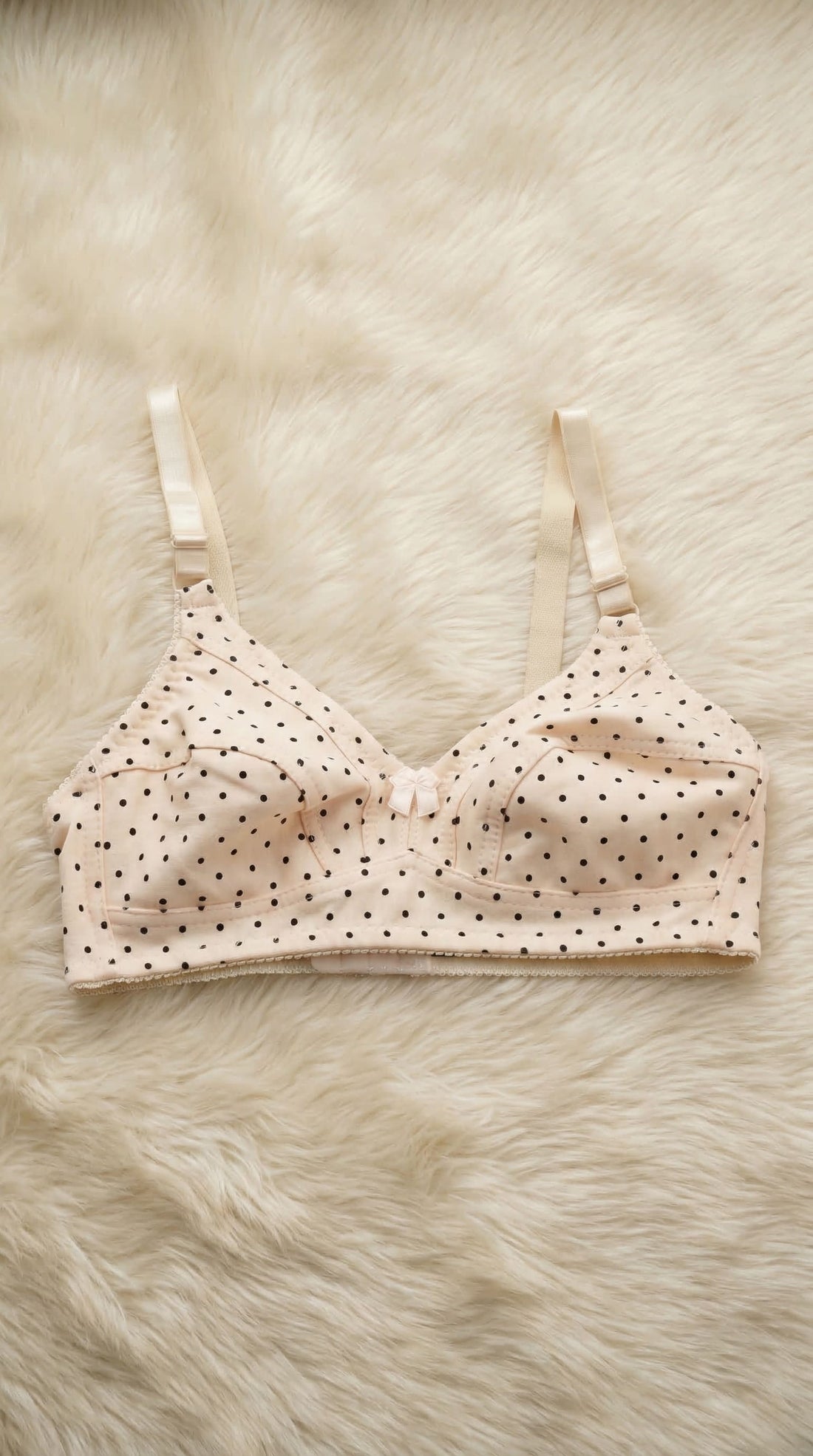 LB5047 Skin Polka Dot Cotton Wire-Free Bra for Women with roses