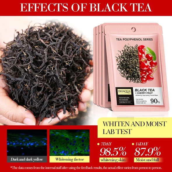 Effects of Black Tea - 98.5% whitening in 7 days, 87.9% moist in 14 days lab test results