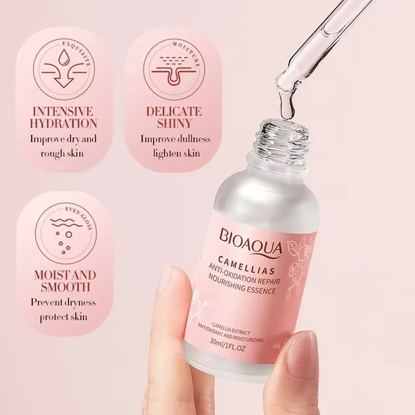 BIOAQUA Camellias Serum benefits - Intensive Hydration, Delicate Shiny, Moist and Smooth