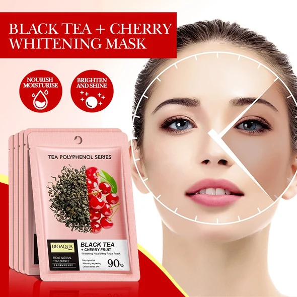 BIOAQUA Black Tea Cherry Fruit Whitening Facial Sheet Mask 25ml pouch