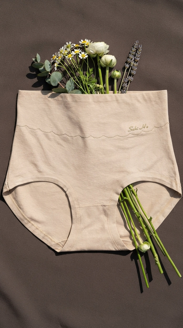 LP5151 Multy High-Waist Brief Panty for Women in skin/nude color with flowers