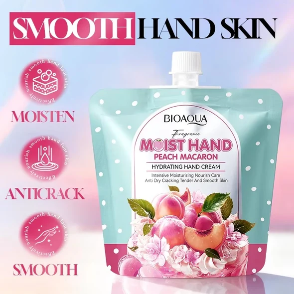 BIOAQUA Peach Macaron Hand Cream smooth hand skin benefits